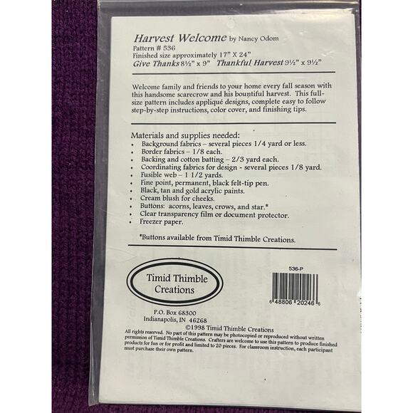 quilt pattern mini quilt blocks scarecrow fall thanksgiving - Picture 3 of 6